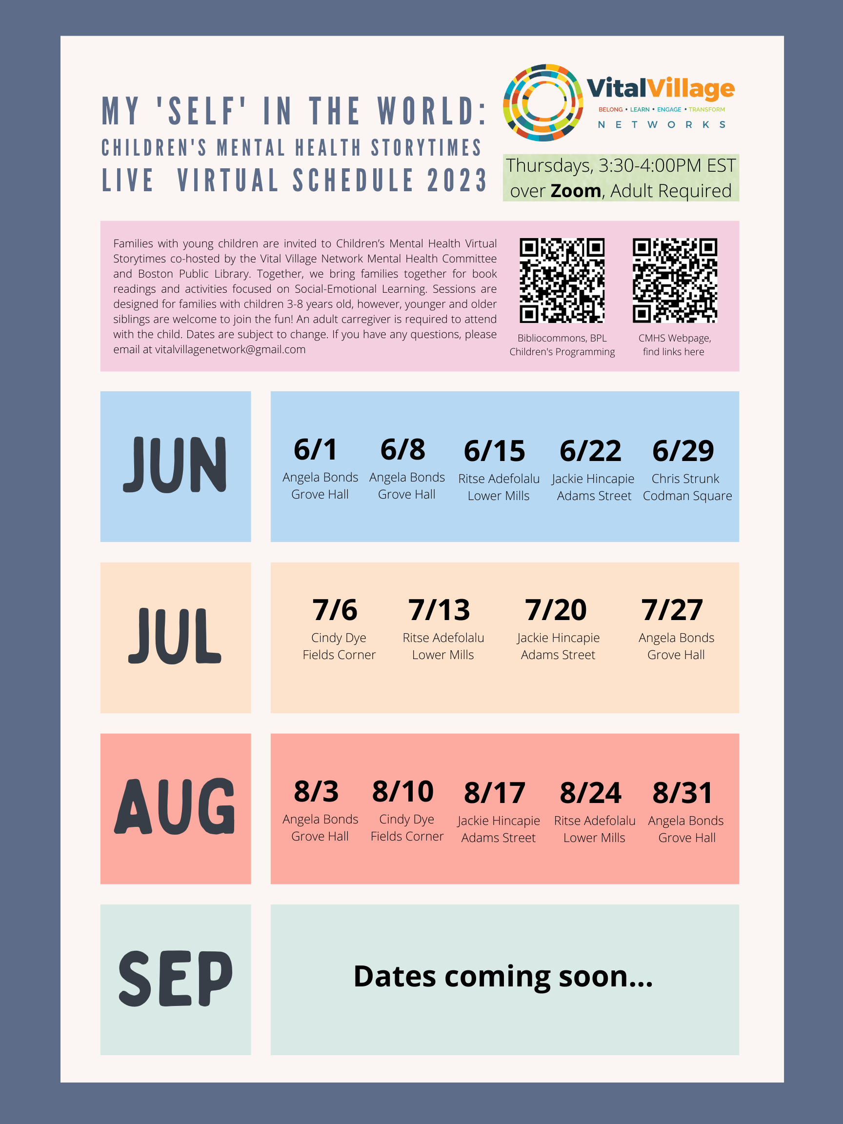 Virtual Storytimes Schedule Flier 